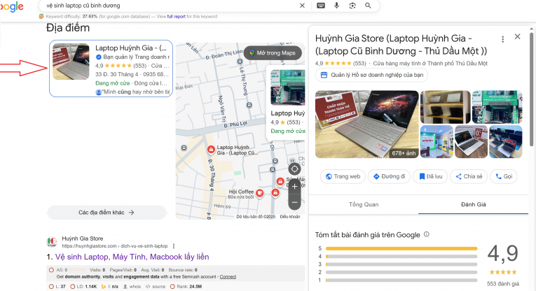Laptop Cũ Bình Dương - Gmap huynhgia