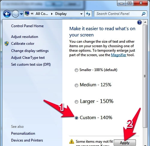 Laptop Cũ Bình Dương - Cach thay doi kich thuoc chu trong Windows 7 8