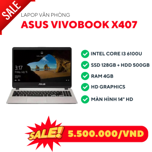 Asus X407/I3 6100u/Ram 4GB/Nvme 128GB/HDD 500GB/Intel(R) Uhd 520/LCD 14" HD/Windows 10 40780