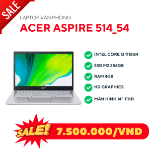 Acer 514_54/I3 1115G4/Ram 4GB/Nvme M.2 256GB/Intel uHD/LCD 14" FHD/Windows 10 40747