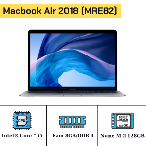 Macbook Air 2018 Core I5 1.6Ghz/Ram 8GB/SSD M.2 128GB/Intel(R) UHD 617/LCD 13inh Retina/MacOS (MRE82) 33643
