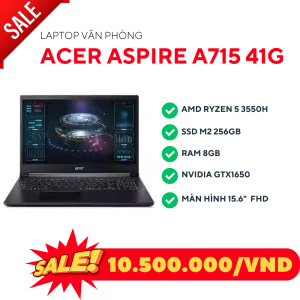 Acer A715 41G/AMD Ryzen5 3550H/Ram 8GB/SSD Nvme M.2 256GB/Nvidia GTX1650/LCD 15.6" FHD/Windows 10 40736