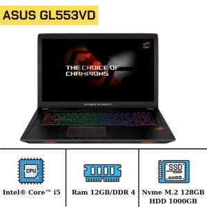 Asus GL553VD/Core(TM) I5 7300HQ/Ram 12GB/SSD Nvme M.2 128GB/HDD 1000GB/Nvidia GTX1050/LCD 15.6 FHD/Windows 10 33623