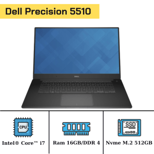 Dell Precision 5510/I7 6820HQ 2.7Ghz/Ram 16GB/Nvme M.2 512GB/Nvidia Quadro M1000m/LCD 15.6" 4K/Windows 10 33725