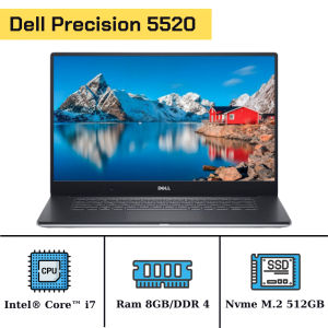 Dell Precision 5520/Core(TM) I7 - 7820HQ/Ram 8GB/Nvme M.2 512GB/Intel Nvidia Quadro M1200/LCD 15.6 FHD/Windows 10 33721