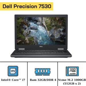Dell Precision 7530/I7 8850HQ/Ram 32GB/Nvme M.2 512GB/Nvidia Quadro P1000/LCD 15.6" FHD/Windows 10 33629