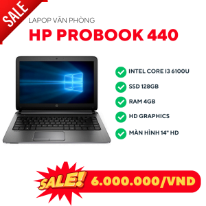 HP Probook 440/I3 6100u/Ram 4GB/SSD 128GB/Intel HD/LCD 14inch/Windows 10 40919