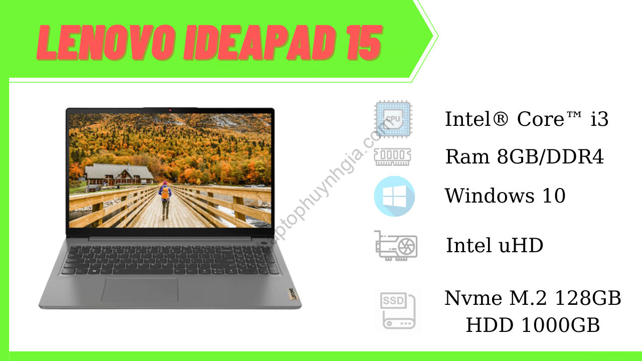 Lenovo IdeaPad 15/Core(TM) I3 1005G1/Ram 8GB/SSD Nvme M.2 128GB/HDD 1000GB/LCD 15.6" FHD/Windows 10 33498