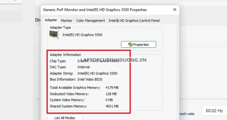Các cách kiểm laptop, máy tính sử dụng bao nhiêu GB VRAM Card màn hình trên Windows 11 40188