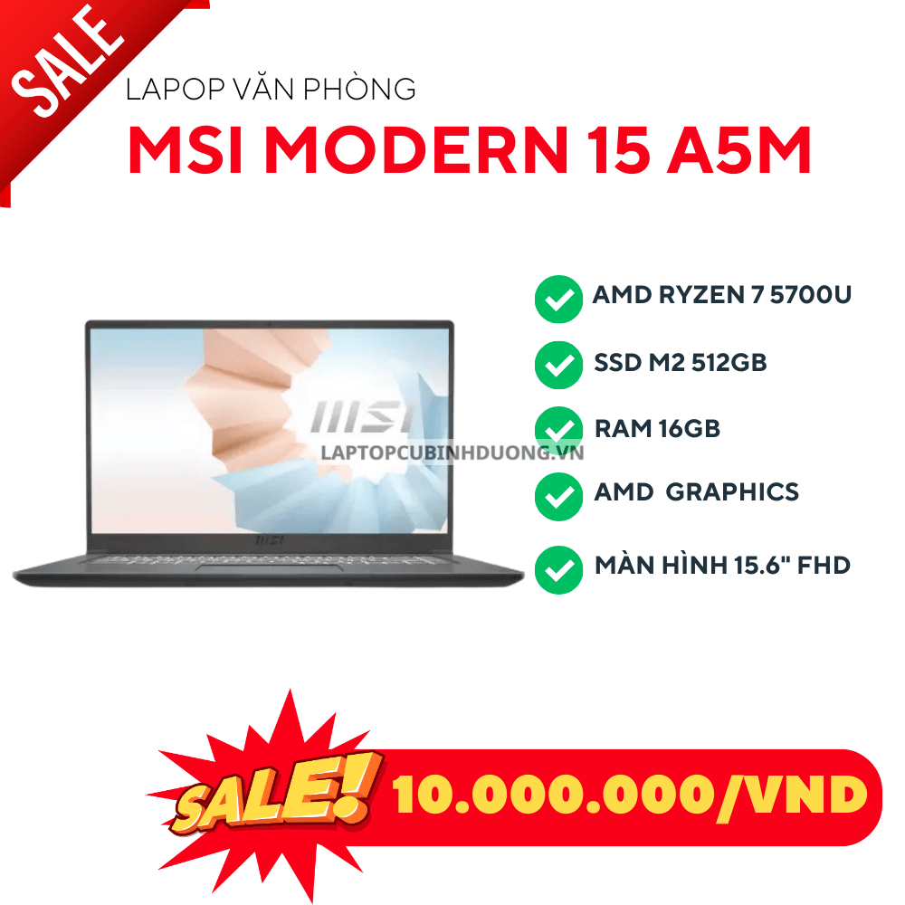 MSI MODERN 15_A5M - RYZEN 7 5700U/16GB/512GB/WINDOWS11 41383