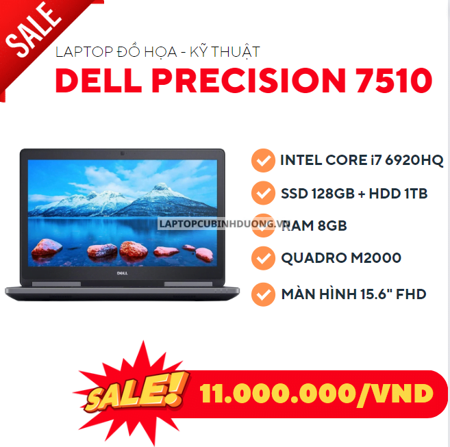 Dell Precision 7510 - i7 6920HQ/8GB/128GB/1TB(HDD)/Quadro M2000/WIN10 41523