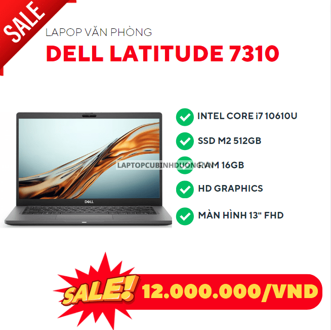Laptop Dell Latitude 7310 Cũ - i7 10610U/16GB/512GB/13"FHD/Win10 41503
