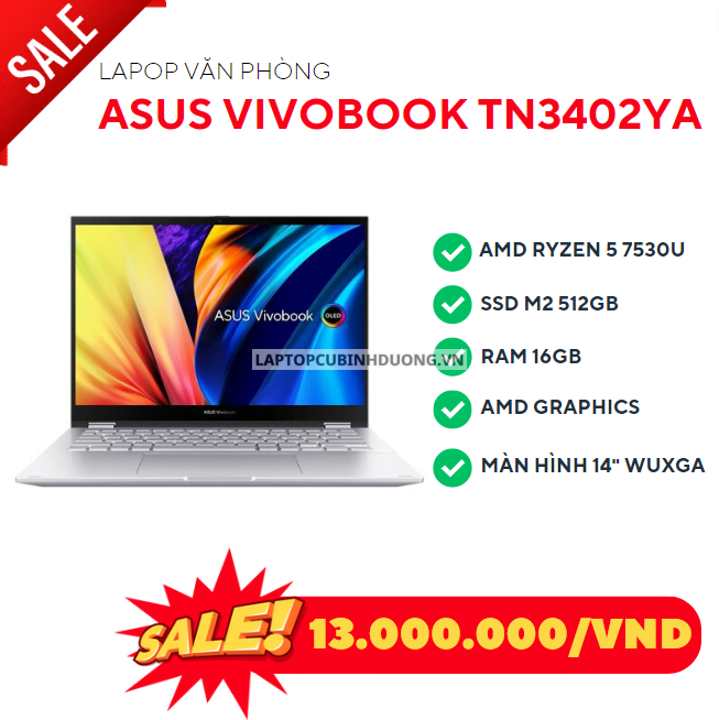 Asus Vivobook (TN3402YA.301) - Ryzen 5 7530U/16GB/512GB/14" WUXGA/WIN11 41628