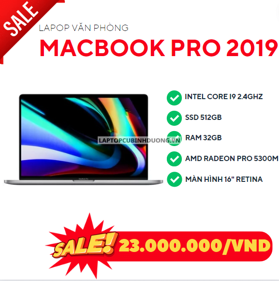 MACBOOK PRO 2019 - I9 2.4GHZ/32GB/512GB/AMD RADEON PRO 5300M/16" RETINA/MACOS 41733