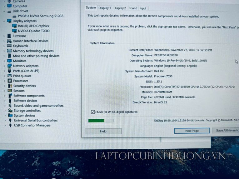 Laptop Cũ Bình Dương - Dell Precision 7550 2
