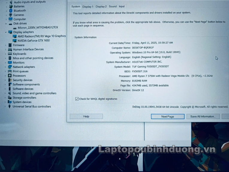Laptop Cũ Bình Dương - Asus Tuf FX505DT Laptopcubinhduong.vn 3