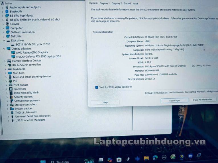 Laptop Cũ Bình Dương - Dell G15 5515 Laptopcubinhduong.vn 3