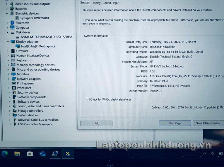 Laptop Cũ Bình Dương - Hp envy13 ba1xxx Laptopcubinhduong.vn