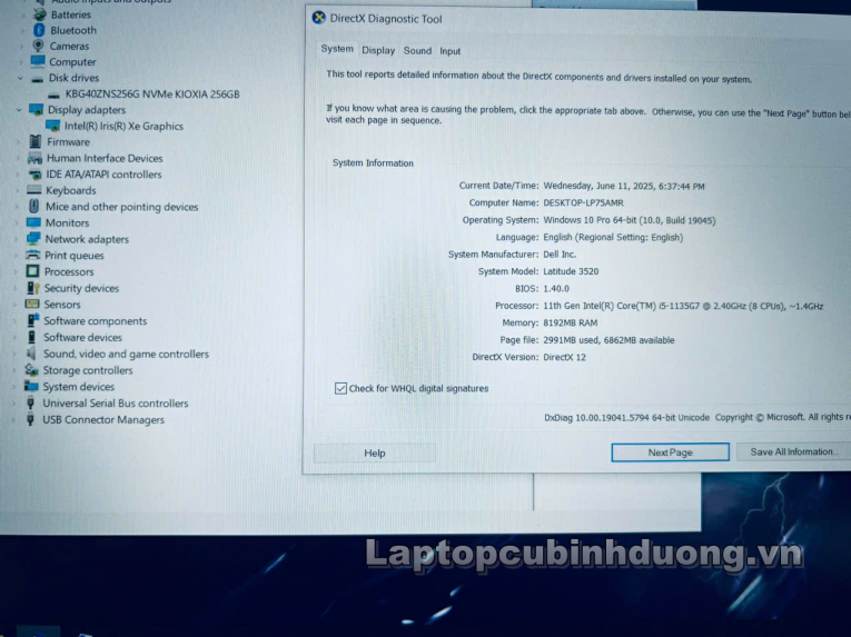 Laptop Cũ Bình Dương - Laptop Dell Latitude 3520 laptopcubinhduong.vn