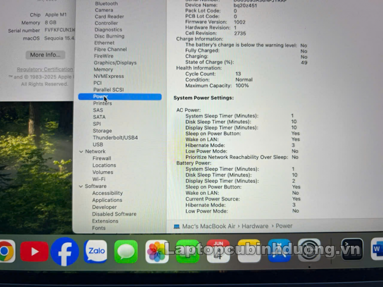 Laptop Cũ Bình Dương - Macbook Air M1 8G SSD256G Laptopcucinhduong.vn 4