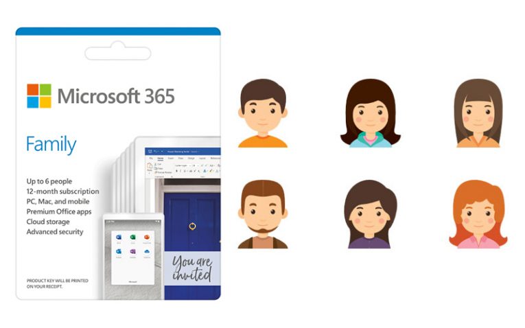 Laptop Cũ Bình Dương - microsoft 365 family 32 64bit 1 nam 6 user win mac