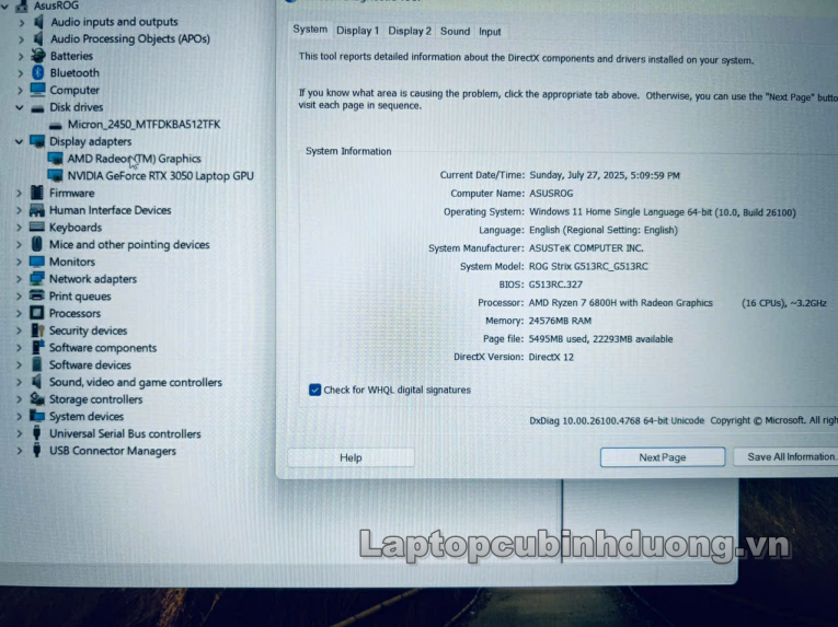 Laptop Cũ Bình Dương - Asus Rog G513Rc Laptopcubinhduong.vn 4