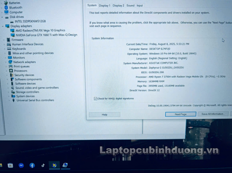 Laptop Cũ Bình Dương - Asus Rog Zephyrus gu502DU laptopcubinhduong.vn