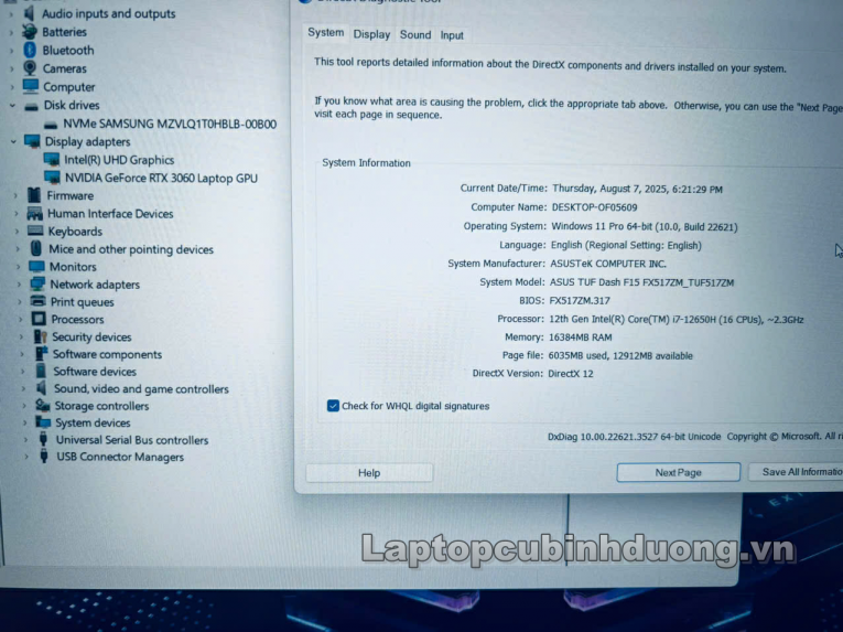 Laptop Cũ Bình Dương - Asus Tif F15 FX517ZM laptopcubinhduong.vn 3