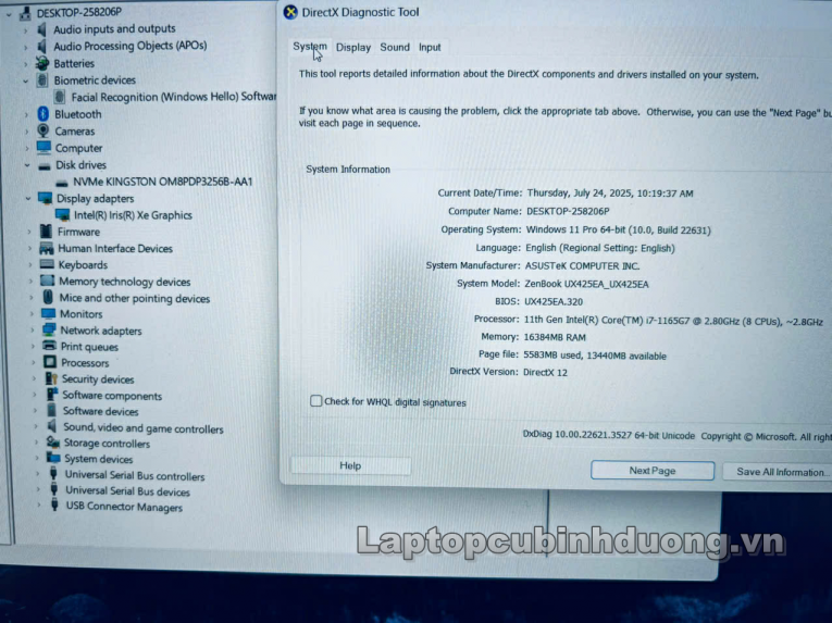 Laptop Cũ Bình Dương - Asus UX425EA Laptopcubinhduong.vn 1
