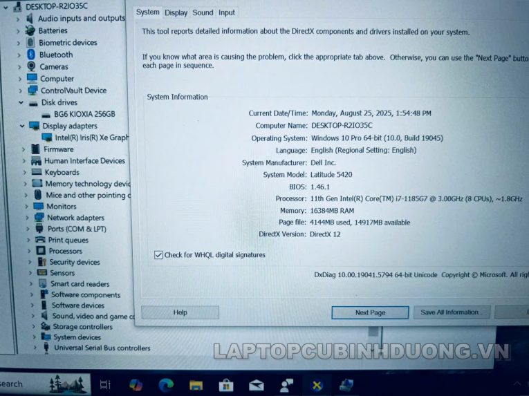 Laptop Cũ Bình Dương - Dell Latitude 5420 I7 1185G7 Ram 16Gb SSD 256G Laptopcubinhduong.vn