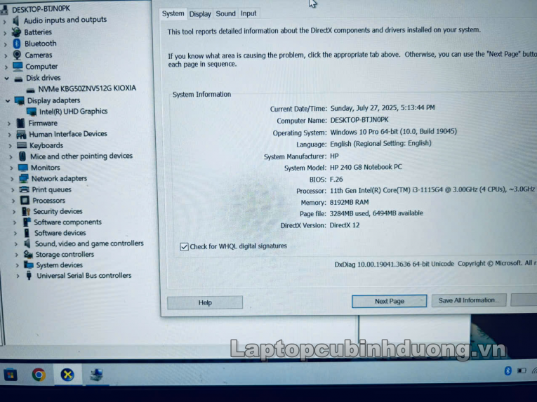 Laptop Cũ Bình Dương - HP 240 G8 Laptopcubinhduong.vn