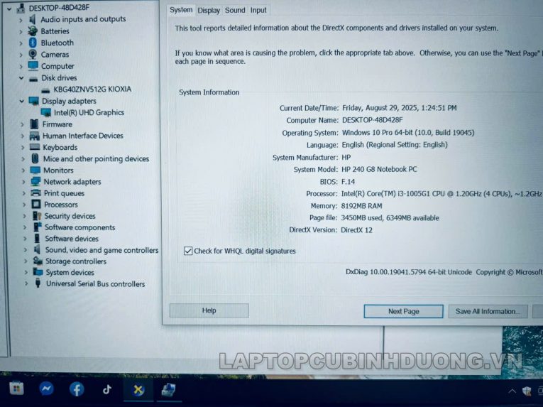 Laptop Cũ Bình Dương - Hp 240 G8 I3 1005G1 laptopcubinhduong.vn