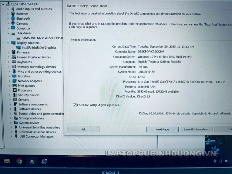 Laptop Cũ Bình Dương - Laptop Dell Latitude 5420 laptopcubinhduong.vn