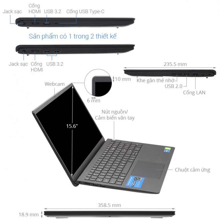 Laptop Cũ Bình Dương - dell vostro 3510 i5 p112f002bbl fix note