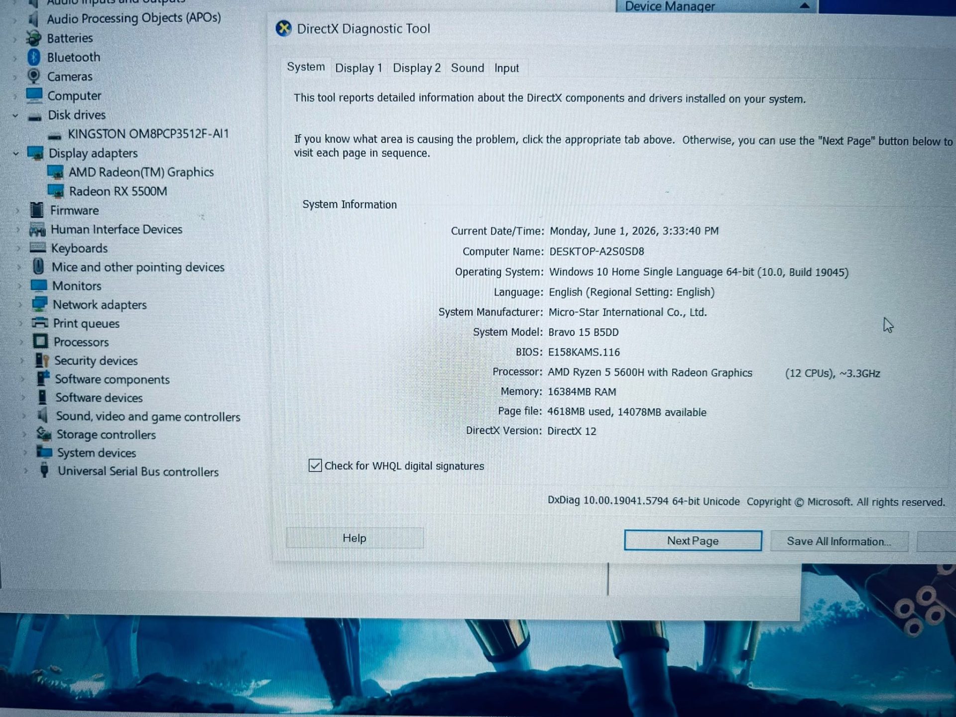 MSI BRAVO 15 B5DD | RYZEN 5 5600H | RAM 16GB | SSD 512GB | RADEON RX 5500M - 13 MSI Bravo 15 B5DD